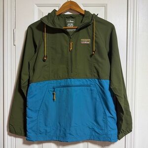 L.L. Bean Women's Mountain Classic Anorak nylon blue green 3/4 zip jacket XXS 0